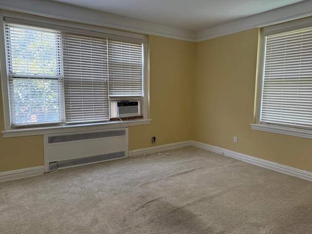 1 Meadow Dr Unit 3D, Woodmere, NY 11598 - spare room with radiator heating unit, cooling unit, carpet flooring, and healthy amount of natural light
