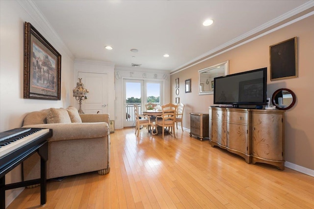 600 Clarence Ave Unit 1J, Bronx, NY 10465 - living area with crown molding, light wood-type flooring, and recessed lighting