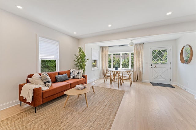 1 Saunders St, Hastings-On-Hudson, NY 10706 - living area featuring light wood-style floors and recessed lighting