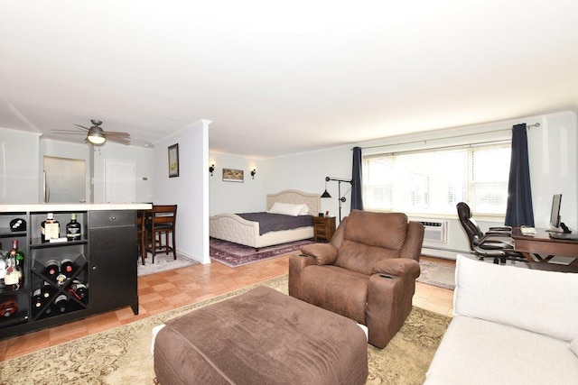 101 Lincoln Ave Unit 3K, Mineola, NY 11501 - living area featuring a ceiling fan and a wall unit AC
