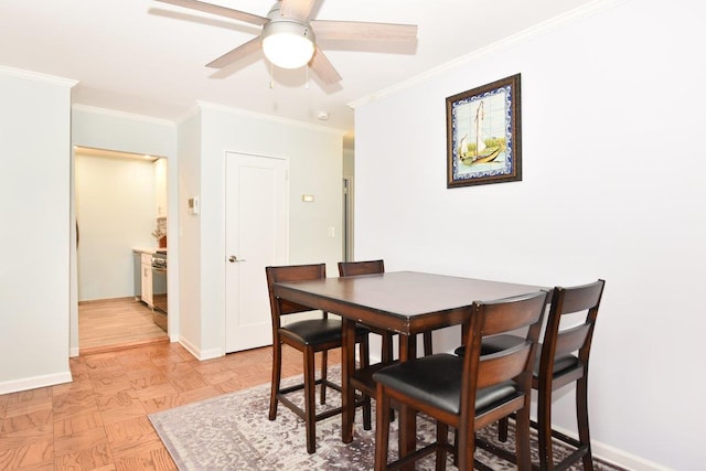 101 Lincoln Ave Unit 3K, Mineola, NY 11501 - dining room with ornamental molding and a ceiling fan