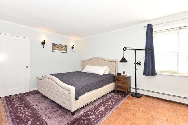 101 Lincoln Ave Unit 3K, Mineola, NY 11501 - bedroom featuring ornamental molding and a baseboard radiator