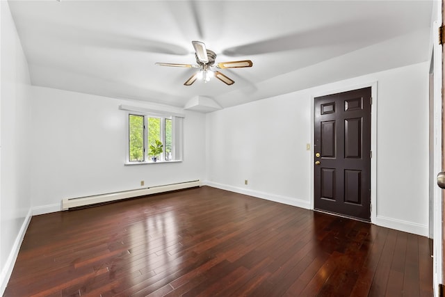 154-70 11th Ave, Beechhurst, NY 11357 - unfurnished room with baseboard heating, dark wood-type flooring, and ceiling fan
