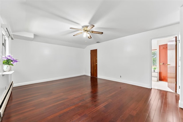 154-70 11th Ave, Beechhurst, NY 11357 - empty room featuring baseboard heating, ceiling fan, and hardwood / wood-style flooring