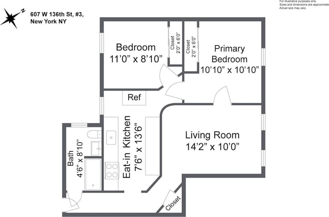 607 W 136th St # 3, New York Manhattan, NY 10031 - view of room layout