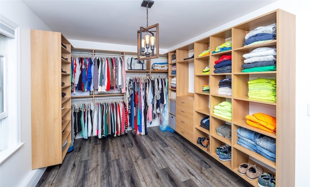 7 Glen Ct, Pawling, NY 12564 - spacious closet featuring a chandelier and dark wood-type flooring