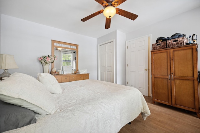 1639 Hone Ave, Bronx, NY 10461 - bedroom with light wood finished floors, a closet, and ceiling fan