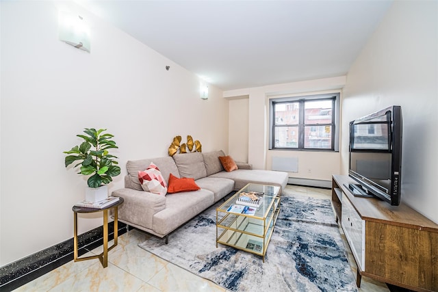 31-47 137th St Unit 3C, Flushing, NY 11354 - living area with a baseboard radiator and baseboards