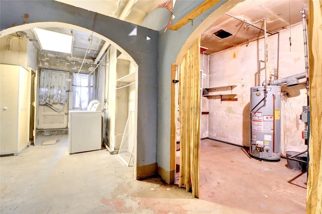7914 Elks Rd, Elmhurst, NY 11373 - below grade area with gas water heater and washer / clothes dryer