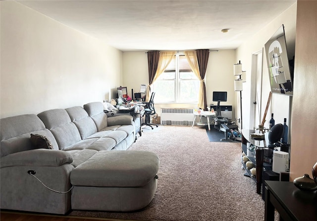 530 Dubois Ave Unit B3, Valley Stream, NY 11581 - carpeted living room featuring radiator heating unit and a desk