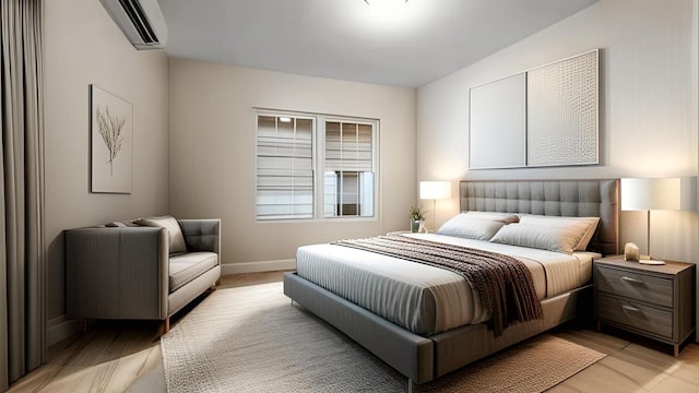 506 Van Nest, Bronx, NY 10460 - bedroom featuring a wall mounted air conditioner and light wood-style flooring