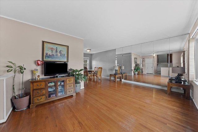 159 Branch Ave, Freeport, NY 11520 - living room with wood finished floors and crown molding