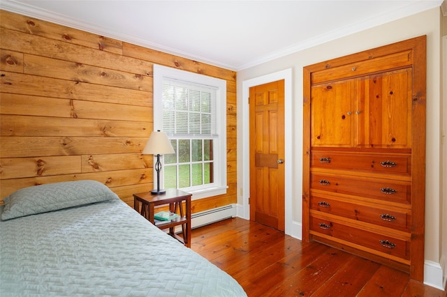 844 Salt Point Tpke, Pleasant Valley, NY 12601 - bedroom featuring dark wood-style flooring, a baseboard radiator, and ornamental molding