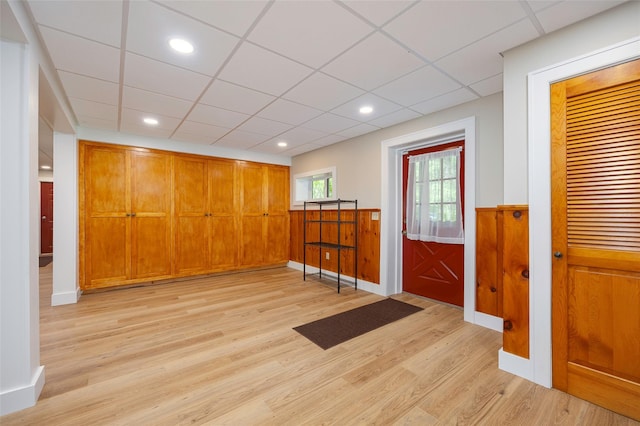 844 Salt Point Tpke, Pleasant Valley, NY 12601 - entryway featuring light wood-style flooring, a drop ceiling, wainscoting, and recessed lighting