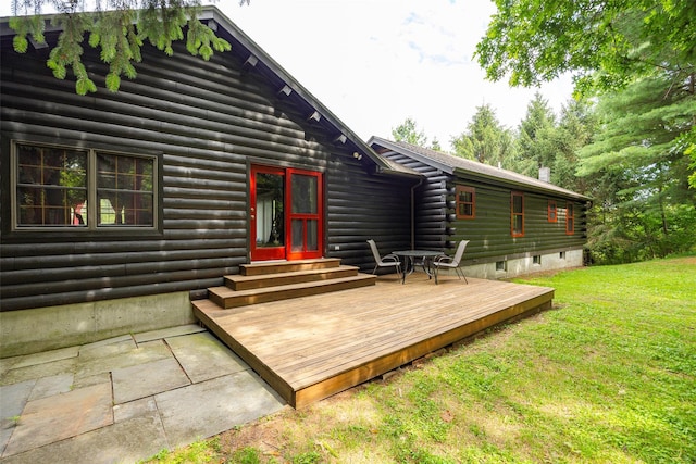 844 Salt Point Tpke, Pleasant Valley, NY 12601 - deck with entry steps and a yard