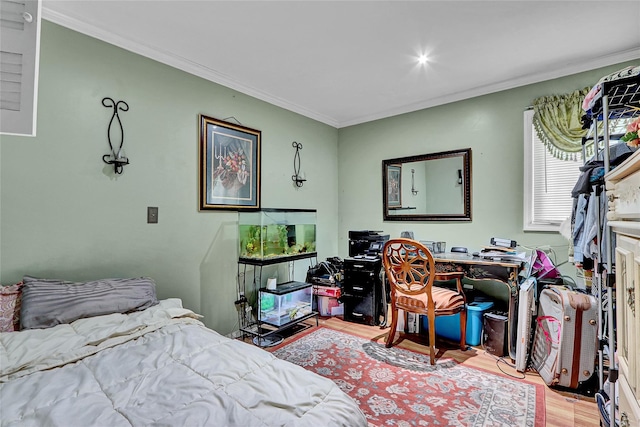 33 Breston Dr W, Shirley, NY 11967 - bedroom with wood finished floors, ornamental molding, and a desk