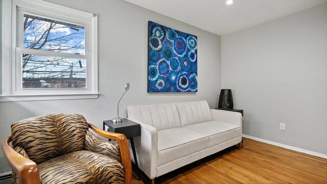 95 Foster Ave, Valley Stream, NY 11580 - living area featuring wood finished floors and baseboards