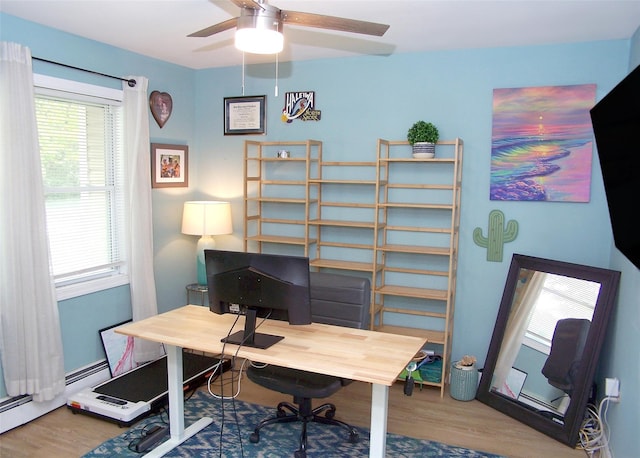 2189 Cedar Ave, Ronkonkoma, NY 11779 - office with wood finished floors, healthy amount of natural light, and a ceiling fan