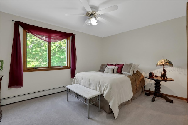 35 Lattintown Rd, Newburgh, NY 12550 - bedroom featuring baseboard heating, carpet flooring, and a ceiling fan