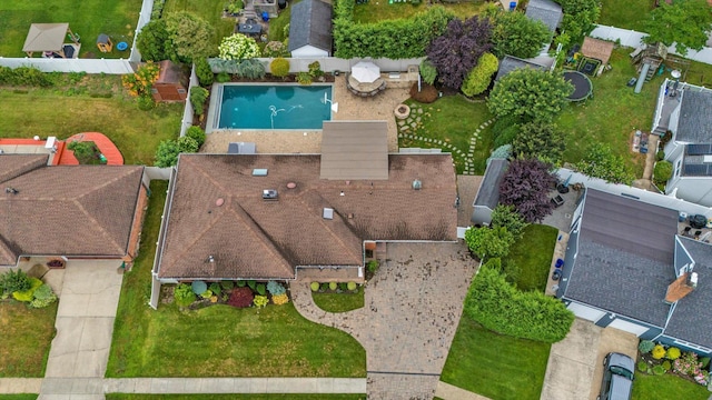 2854 Lenox Rd, Oceanside, NY 11572 - aerial view of property's location featuring a pool area and nearby suburban area
