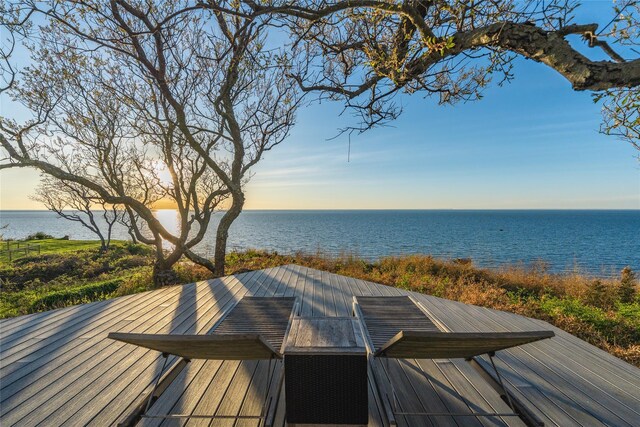 4105 Soundview Ave, Mattituck, NY 11952 - deck at dusk with a water view