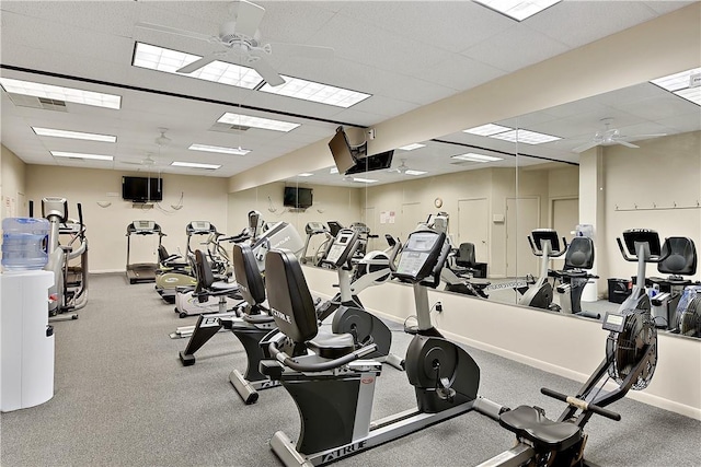 52 Jefferson Oval Unit E, Yorktown Heights, NY 10598 - exercise room featuring a ceiling fan