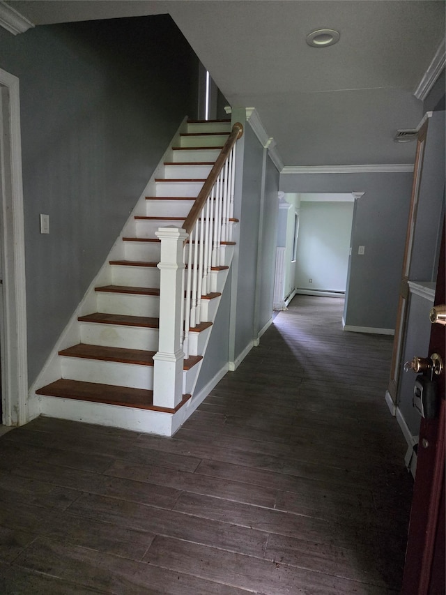 69 Mitchell Rd, Somers, NY 10589 - stairway featuring crown molding and wood finished floors