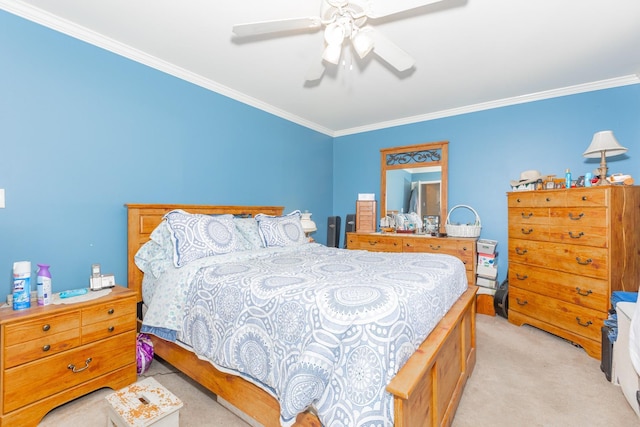 1191 E 3rd Ave, Bay Shore, NY 11706 - bedroom with light carpet, crown molding, and ceiling fan