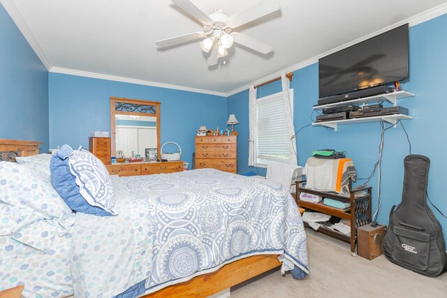 1191 E 3rd Ave, Bay Shore, NY 11706 - carpeted bedroom with crown molding and ceiling fan