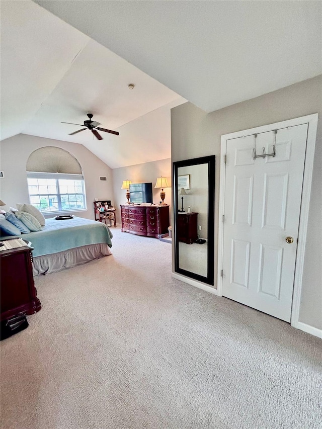 1002 Forest Gln, New Windsor, NY 12553 - carpeted bedroom featuring vaulted ceiling and a ceiling fan