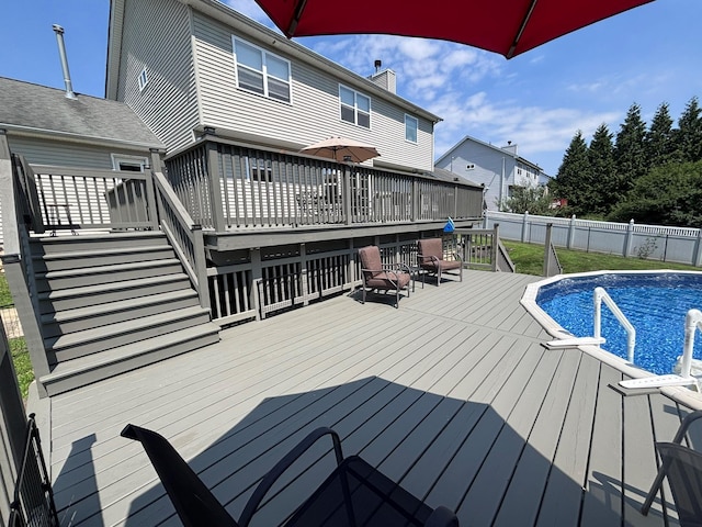1002 Forest Gln, New Windsor, NY 12553 - view of pool featuring a wooden deck and a fenced backyard