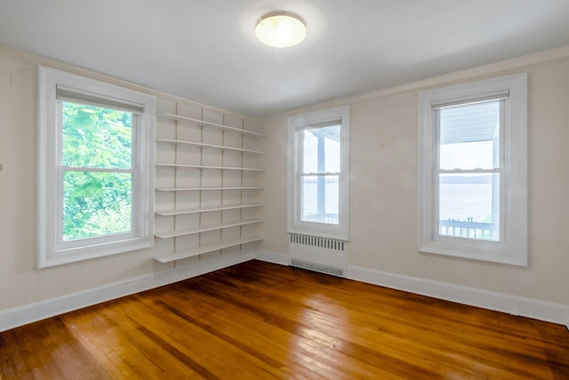 165 River Rd, Nyack, NY 10960 - spare room featuring radiator heating unit, wood finished floors, and built in features