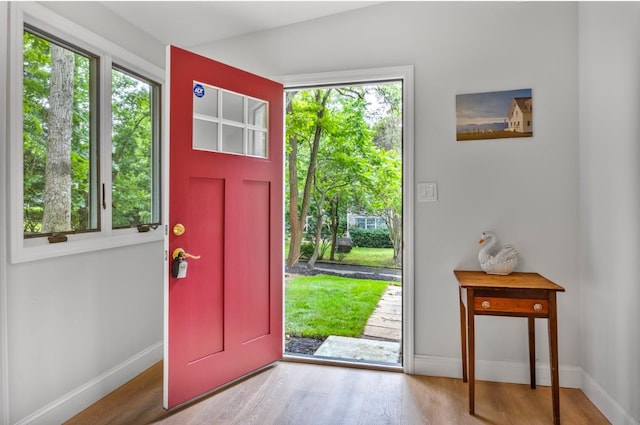 164 Maple Rd, Wading River, NY 11792 - foyer with baseboards and wood finished floors
