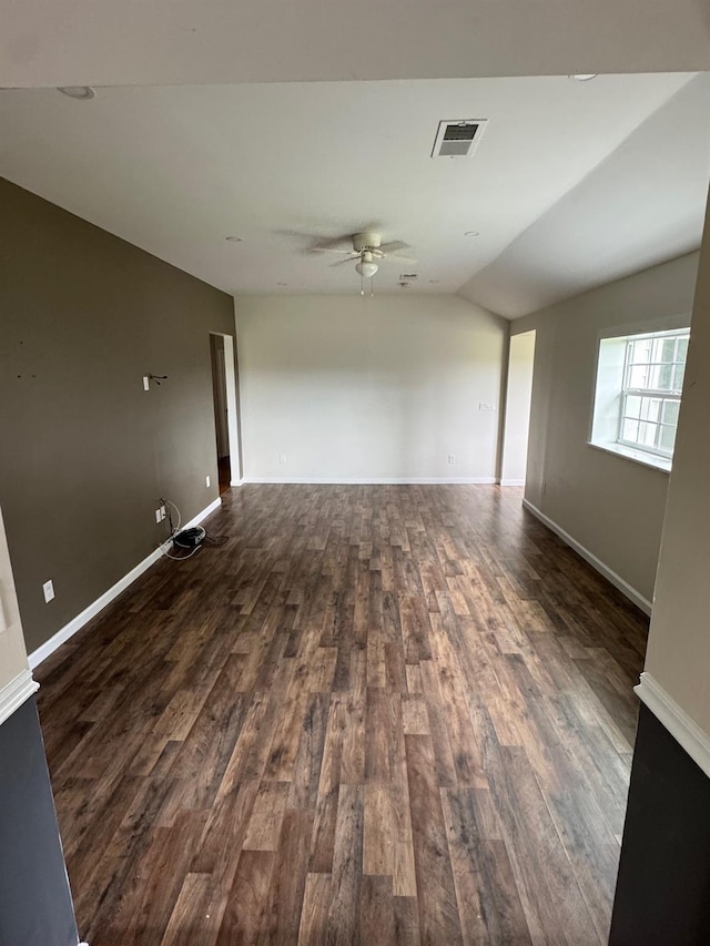 2117 Rte 82, Lagrangeville, NY 12540 - unfurnished room featuring vaulted ceiling, ceiling fan, and dark wood-type flooring
