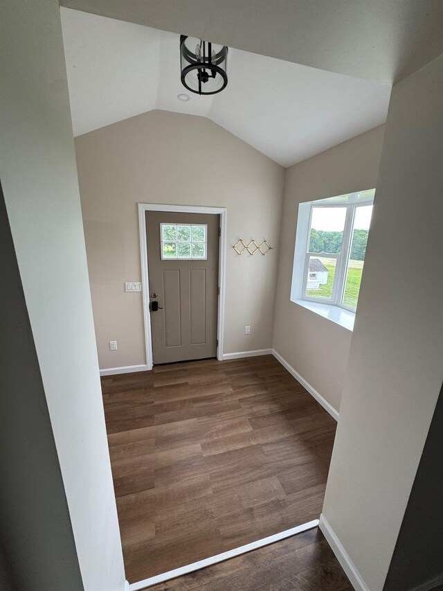 2117 Rte 82, Lagrangeville, NY 12540 - entryway with a chandelier, plenty of natural light, wood finished floors, and vaulted ceiling