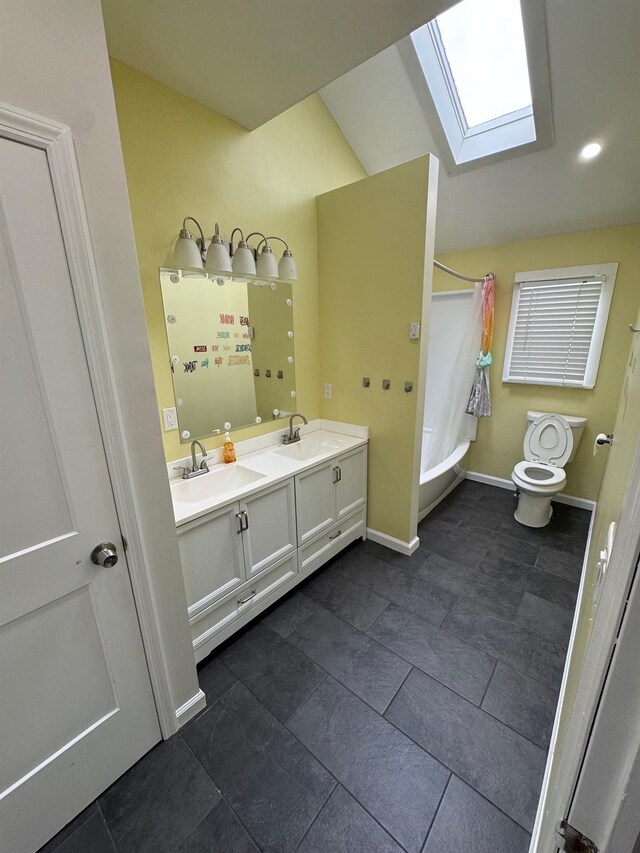 2117 Rte 82, Lagrangeville, NY 12540 - full bath with a skylight, double vanity, tile patterned floors, and shower / tub combo
