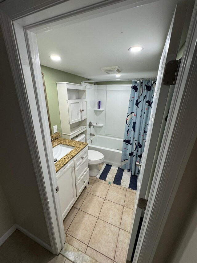 2117 Rte 82, Lagrangeville, NY 12540 - bathroom with vanity, tile patterned floors, shower / tub combo, and recessed lighting