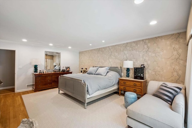 7 Westview Ln, Scarsdale, NY 10583 - bedroom featuring recessed lighting, ornamental molding, and light wood-type flooring