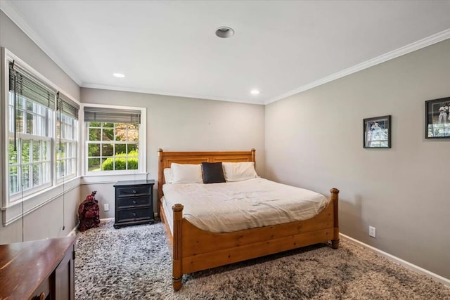 7 Westview Ln, Scarsdale, NY 10583 - bedroom with carpet floors, crown molding, and recessed lighting