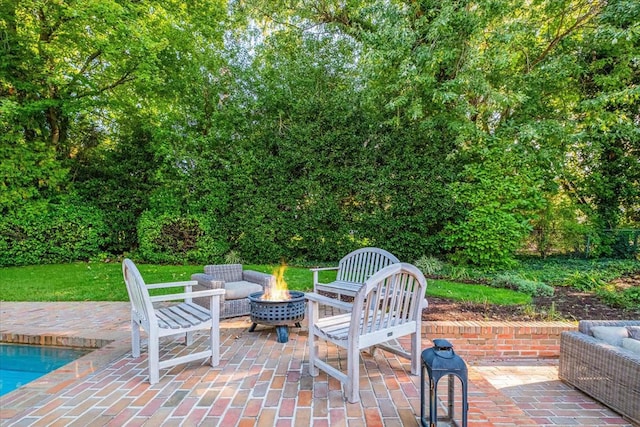 7 Westview Ln, Scarsdale, NY 10583 - view of patio featuring an outdoor fire pit