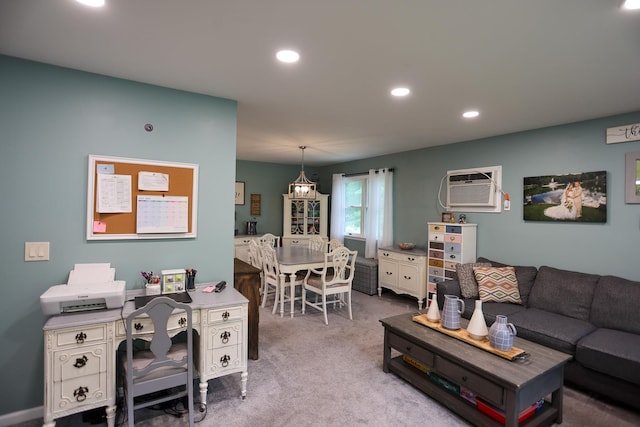 21 Edgebrook Ln, Airmont, NY 10952 - carpeted living area featuring recessed lighting and a wall mounted AC
