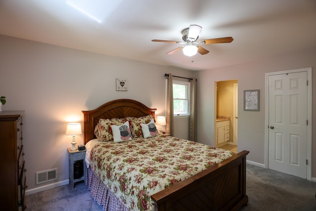 21 Edgebrook Ln, Airmont, NY 10952 - carpeted bedroom featuring ensuite bathroom and a ceiling fan