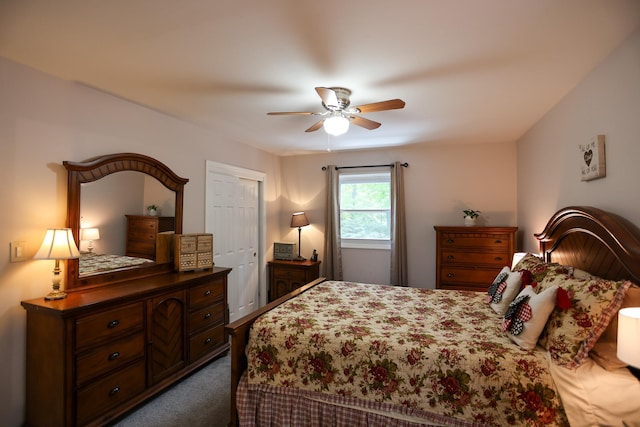 21 Edgebrook Ln, Airmont, NY 10952 - bedroom featuring dark carpet, a ceiling fan, and a closet