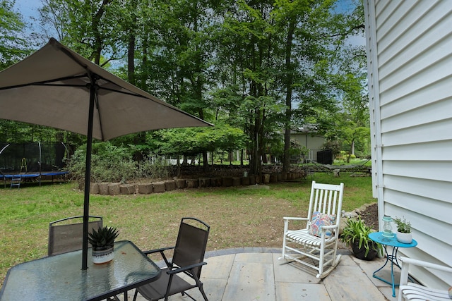 21 Edgebrook Ln, Airmont, NY 10952 - view of patio featuring a trampoline and outdoor dining area