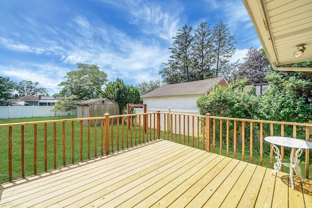 2772 Cypress Ave, East Meadow, NY 11554 - deck with a shed and a fenced backyard