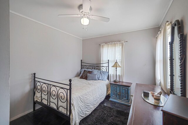 2772 Cypress Ave, East Meadow, NY 11554 - bedroom with crown molding and ceiling fan