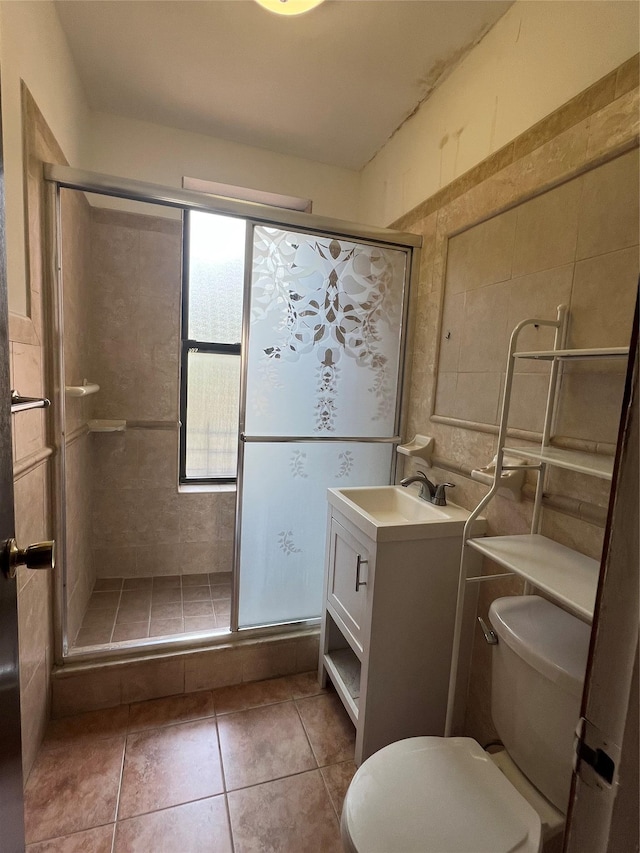 38-05 65th St Unit 2F, Woodside, NY 11377 - full bathroom featuring vanity, a stall shower, and tile patterned floors