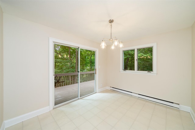 5 Grove Mews, Chappaqua, NY 10514 - empty room with a baseboard heating unit and a chandelier