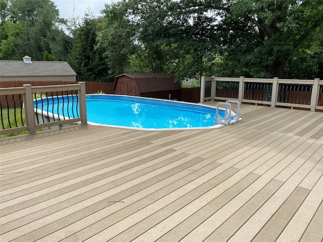 14 Shepard Rd, Warwick, NY 10990 - view of pool featuring a wooden deck and a shed