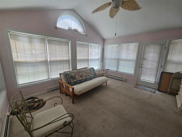 274 N Grand Ave, Poughkeepsie, NY 12603 - sunroom / solarium featuring a baseboard heating unit, lofted ceiling, and healthy amount of natural light